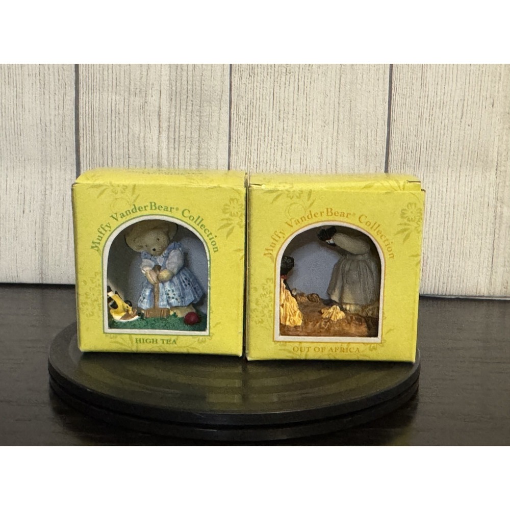 The Muffy VanderBear Collection High Tea & Out Of Africa Figurines Set 2 NIB